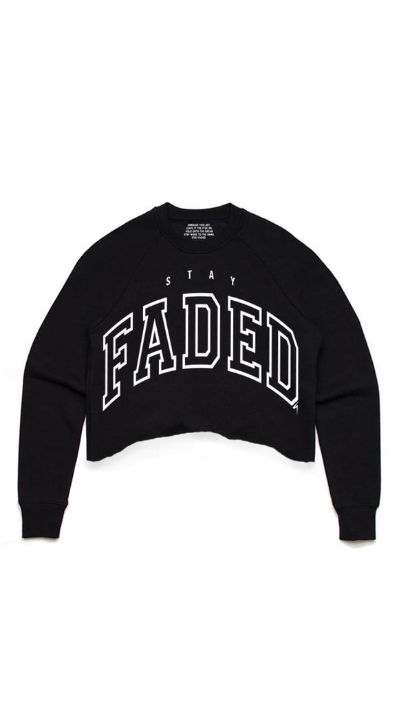 (Cropped) Varsity Stay Faded Crew Sweater